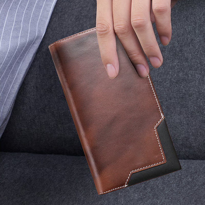 Дълъг мъжки винтидж портфейл