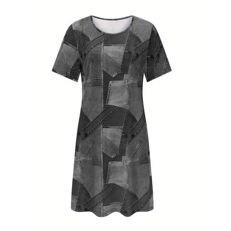 👗Damska casualowa sukienka z patchworkowym wzorem