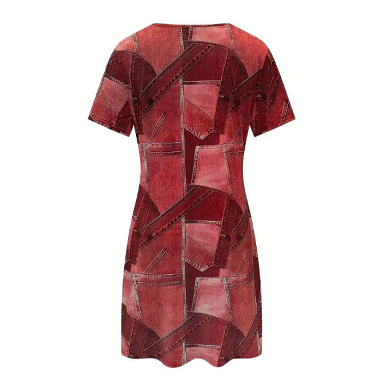 👗Damska casualowa sukienka z patchworkowym wzorem