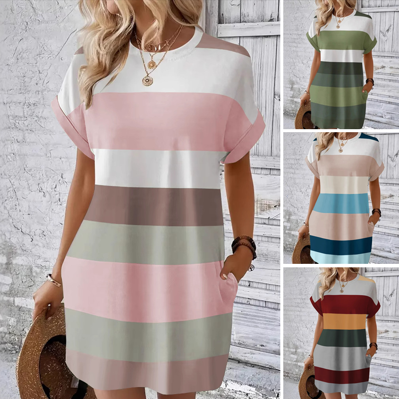 👗Sukienka damska casual z okolicznicem rundym