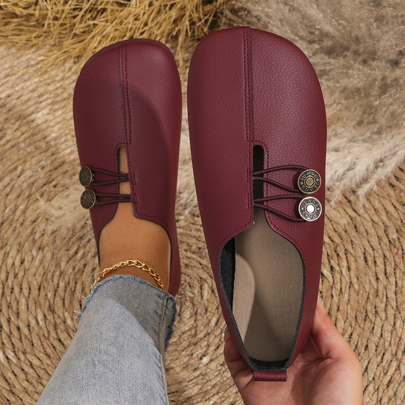 Damskie płaskie buty skórzane z miękkiej skóry