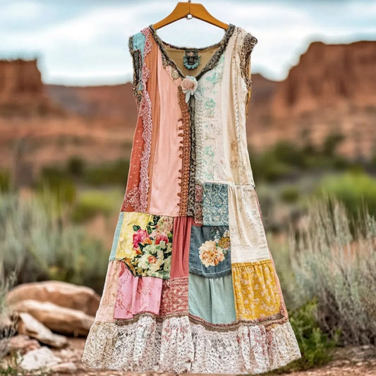 🔥 Sukienka bez rękawów w stylu vintage z nadrukiem kwiatowym dla kobiet 🍃👗
