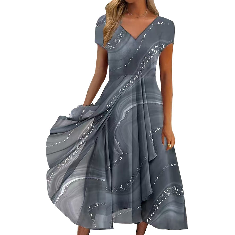 🎀 Luźna sukienka maxi z dekoltem w serek