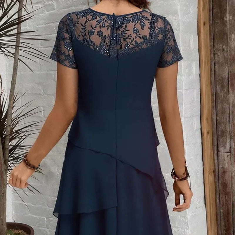 💖 [S-3XL] 👗✨️ Damska sukienka midi z siateczki z warstwami i krojem w kształcie litery A