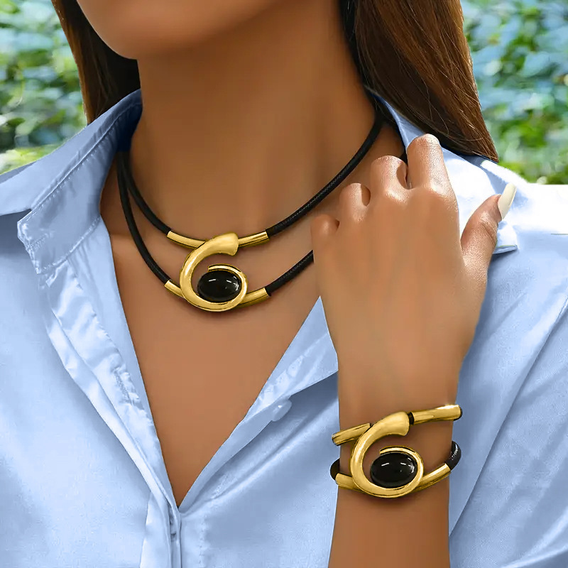 Zestaw naszyjnika i bransoletki w stylu vintage boho📿