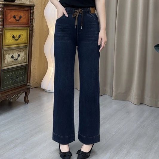 👖 Damska parka z pranego dżinsu z prostymi nogawkami