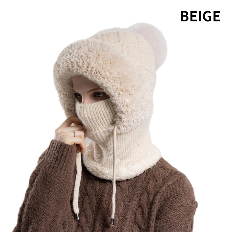 🔥Нова оферта – стилна, дебела плетена зимна шапка – с топла покривка за лице и шал