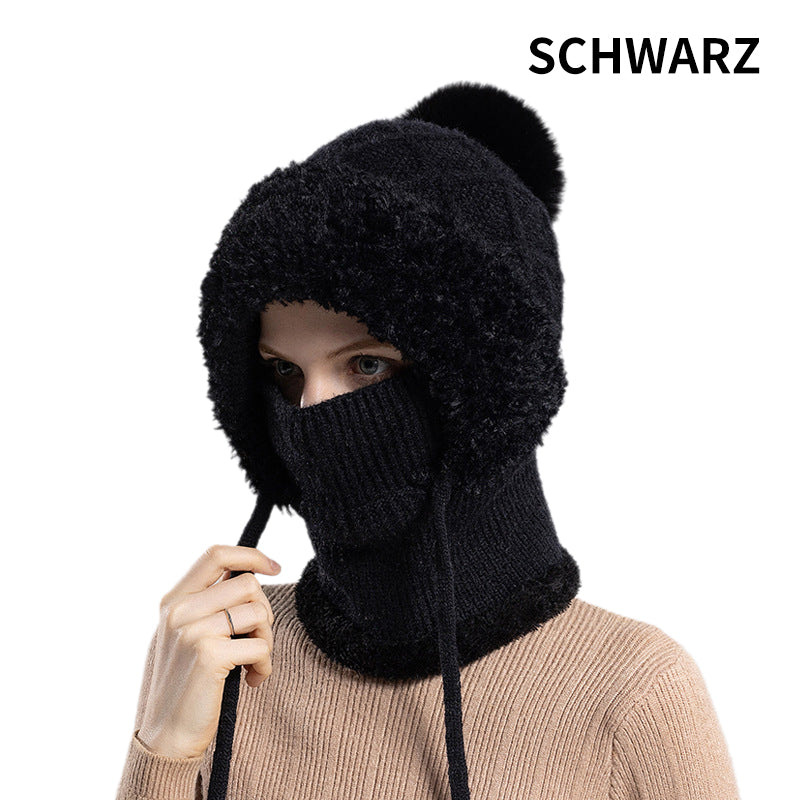 🔥Нова оферта – стилна, дебела плетена зимна шапка – с топла покривка за лице и шал