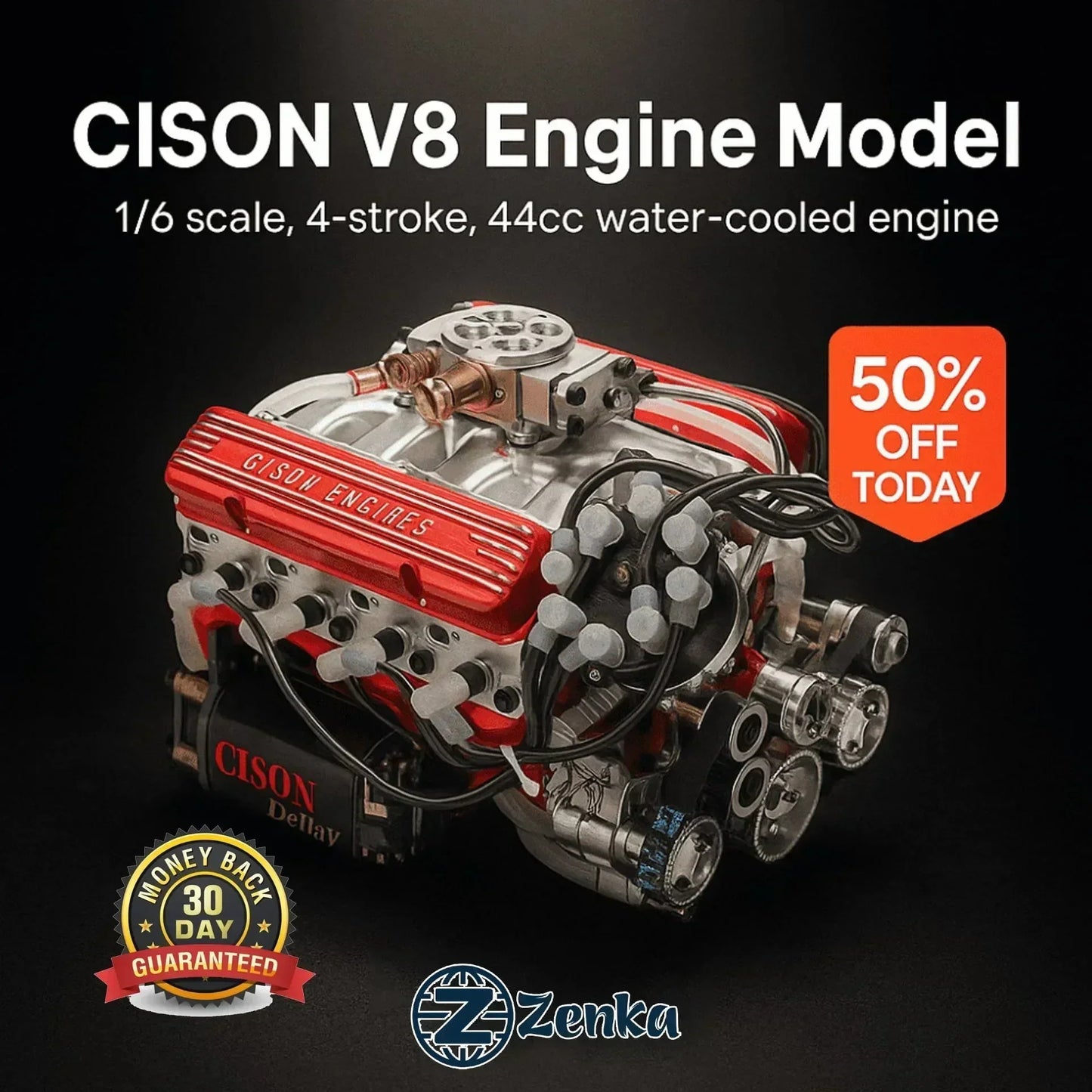 Модел на самосглобяем двигател CISON с бензинов двигател V8 OHV