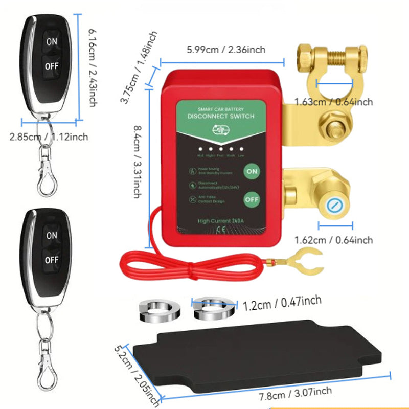 🚗⚡Daljinski upravljano stikalo za izklop avtomobilskega akumulatorja 12V/24V🔋