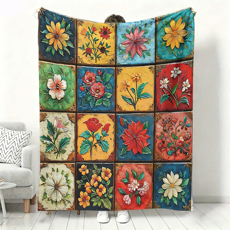 🌼 Udobna in mehka flanelasta odeja s cvetličnim motivom 🛋️💐