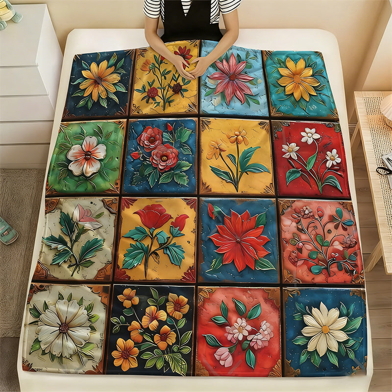 🌼 Udobna in mehka flanelasta odeja s cvetličnim motivom 🛋️💐
