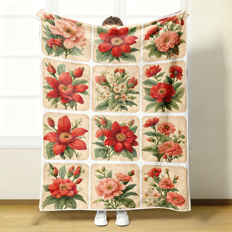🌼 Udobna in mehka flanelasta odeja s cvetličnim motivom 🛋️💐
