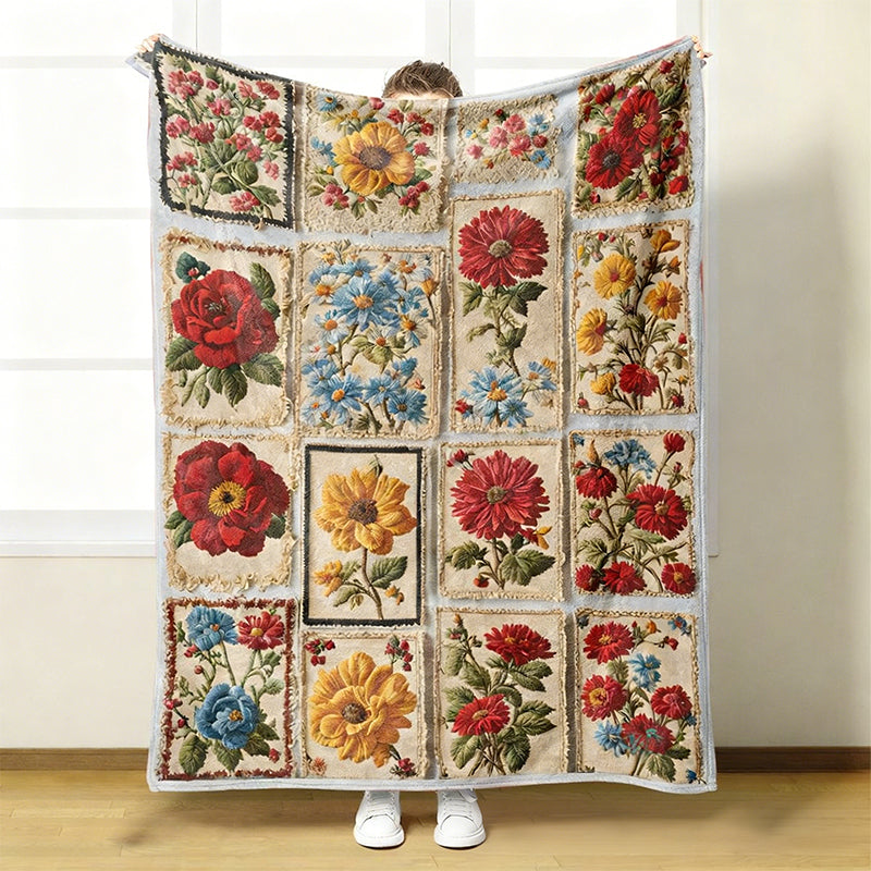 🌼 Udobna in mehka flanelasta odeja s cvetličnim motivom 🛋️💐