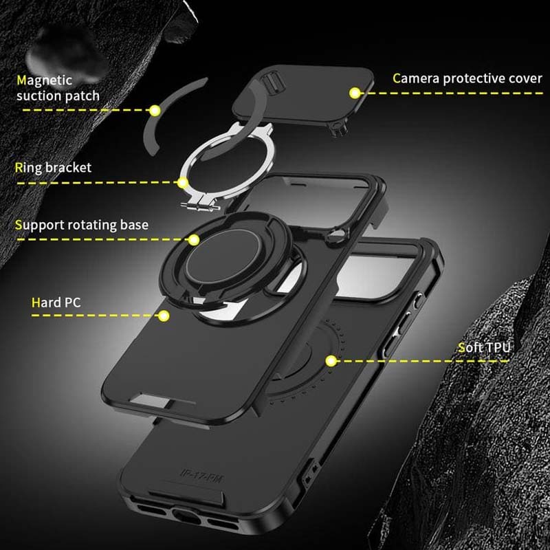 🔥Магнитен калъф за телефон с поставка за пръстен за iPhone✨