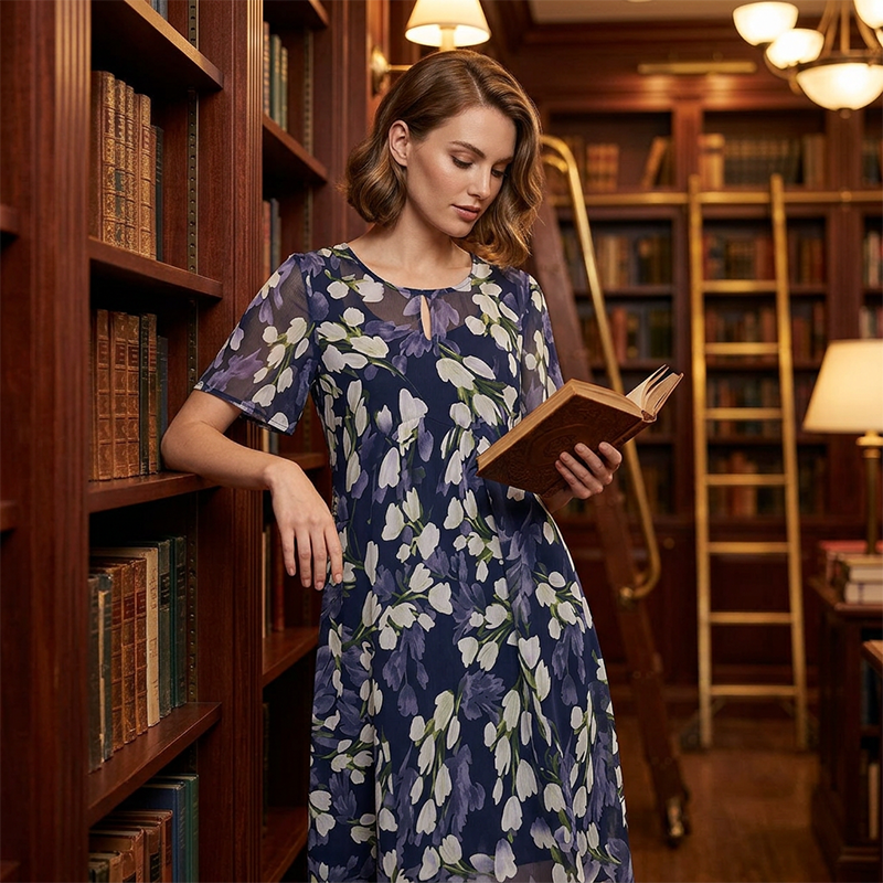 Дамска рокля за парти с А-силует и флорален мотив👗