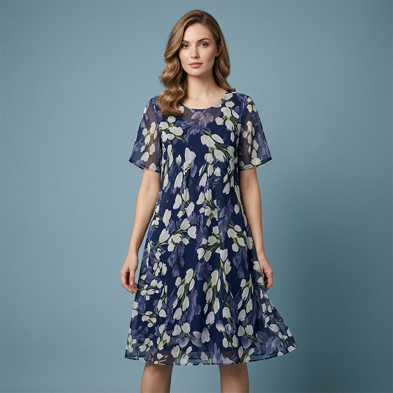 Ženska obleka za zabavo A-kroja z rožnim motivom👗