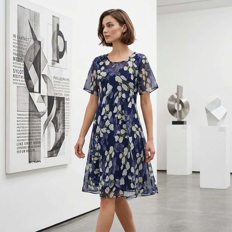 Дамска рокля за парти с А-силует и флорален мотив👗
