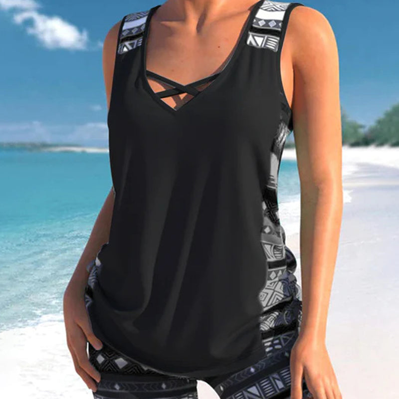 👙S-3XL🏖️Dwuczęściowy kostium kąpielowy typu tankini we wzory dla kobiet
