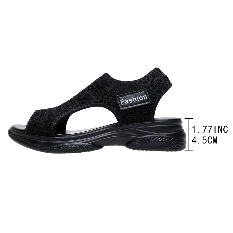 👡Sandały damskie z platformą 4,5 cm i dzianiną - 2 kolory, rozmiary 35-42