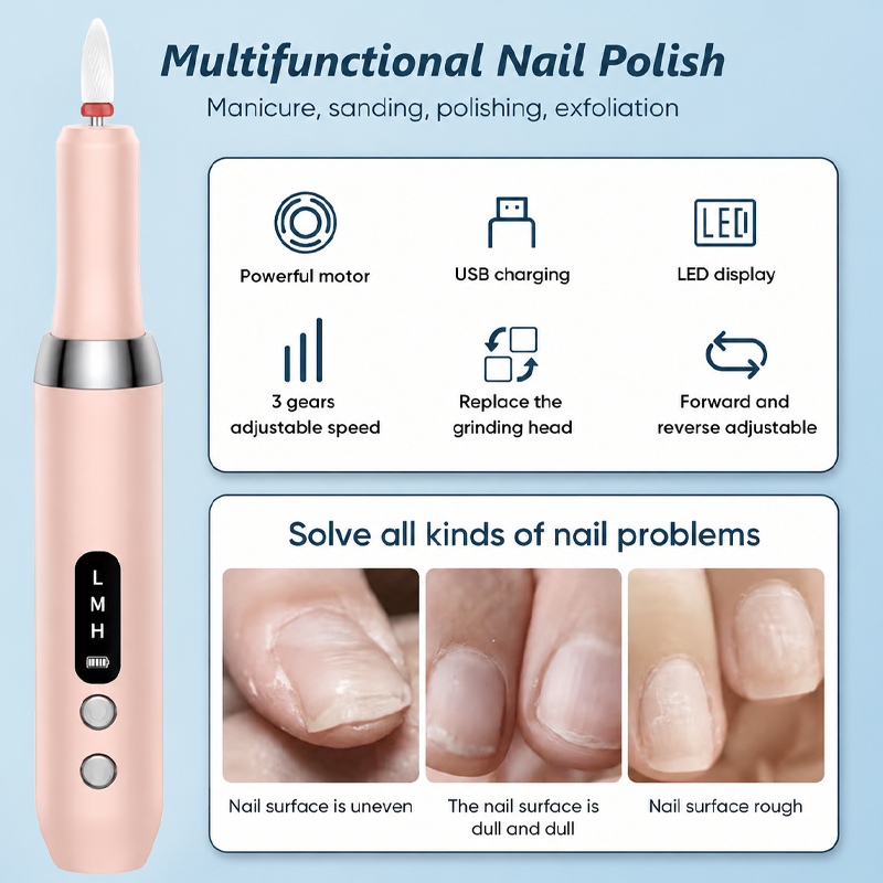 💅🔋 Bezprzewodowy manicure elektryczny z podstawką ładującą – ciesz się profesjonalnym manicure w domu! | Przenośny, akumulatorowy, gotowy do użycia w każdej chwili ✨