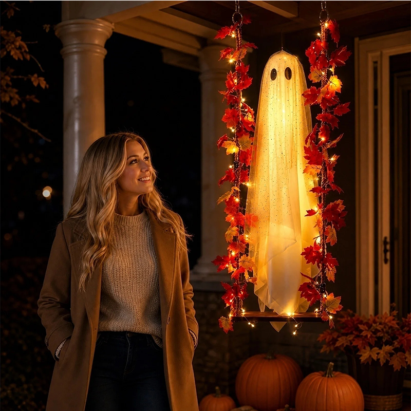 🎃👻 Dekoracja LED w kształcie ducha na Halloween 🍁