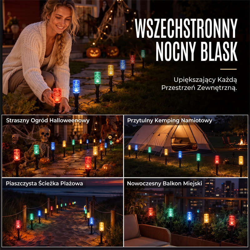 🌙 Lampy ogrodowe na energię słoneczną – lampy wbijane w ziemię