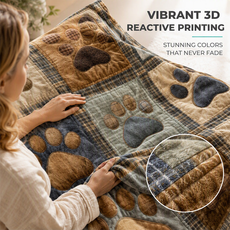 🛌 Pătură moale din flanel cu amprente drăguțe de lăbuțe – Confortabilă, caldă, un element de decor minunat pentru casă